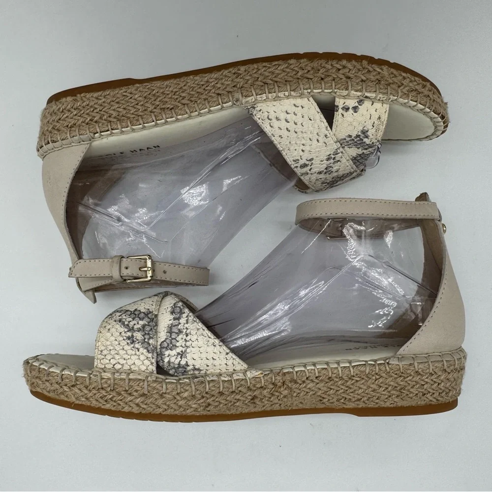 Cole Haan Espadrille White Gray Snake Sandal Size 7.5 B